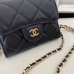 Chanel mini wallet on chain caviar Leather