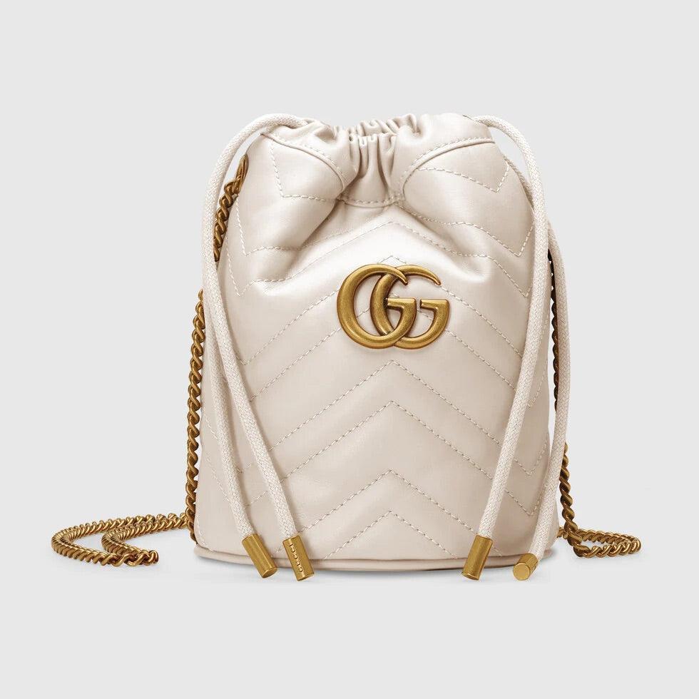 バッグ・カバンその他 Gucci 'GG Marmont' small bucket bag GG Marmont small bucket bag in taupe and white GG denim