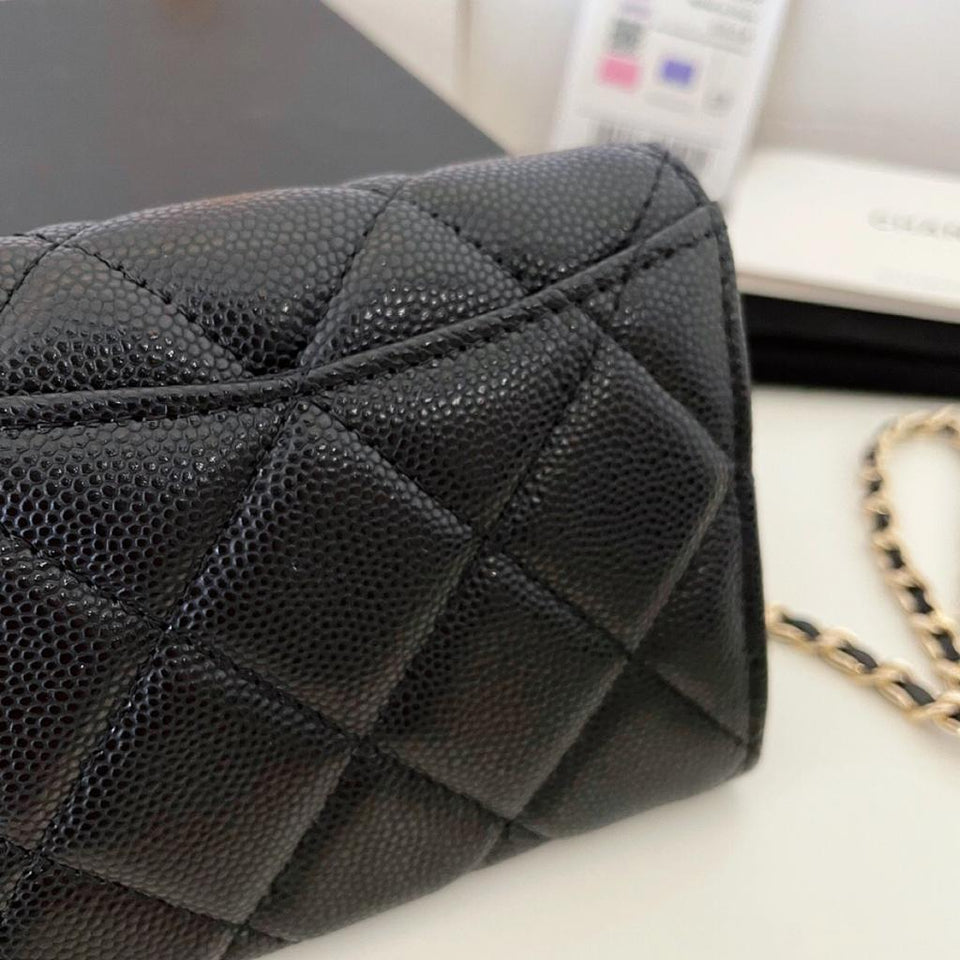 chanel flap wallet on chain caviar
