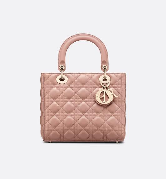 CHRISTIAN DIOR Bag - Cannage Pink Lambskin Lady Dior Bag