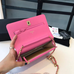 Chanel wallet on chain Pink